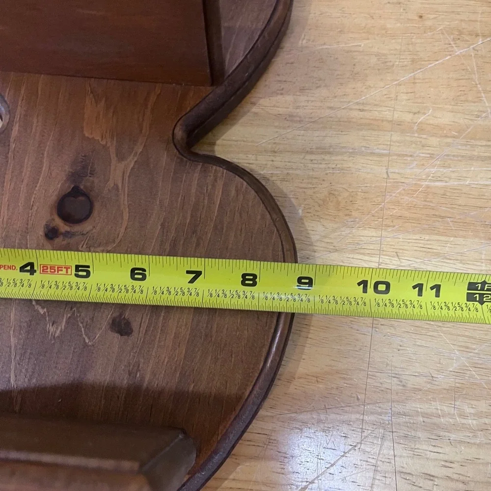 Vtg Style Rustic Wood Triple Heart Wall Shelf Farmhouse 3 Tier Display 21